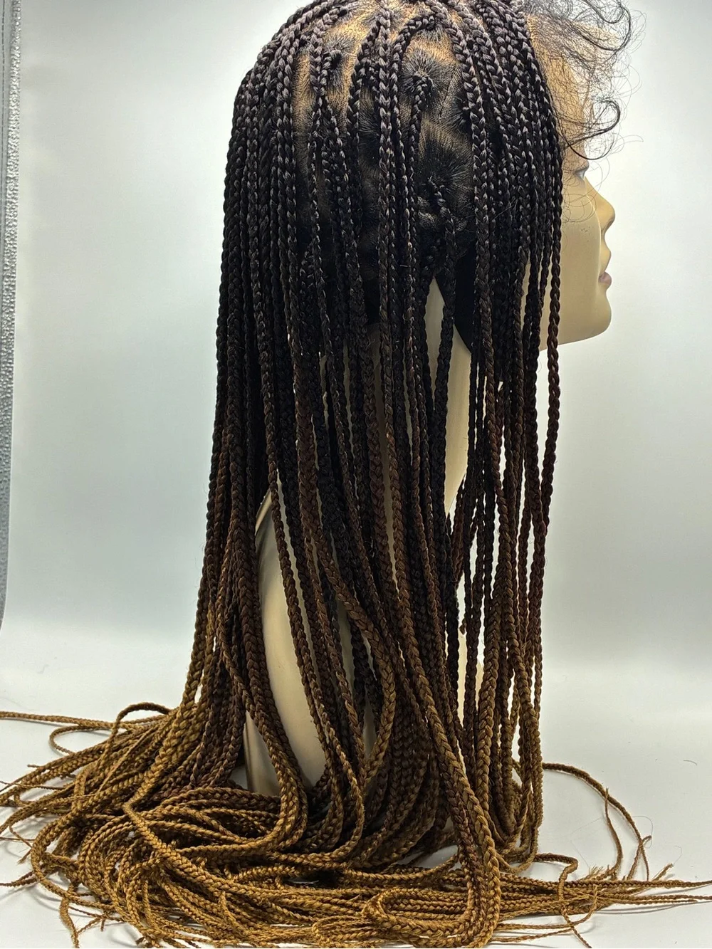 Synthetic Ombre Box Braids Wig - Brown to Honey Blonde - Unbranded